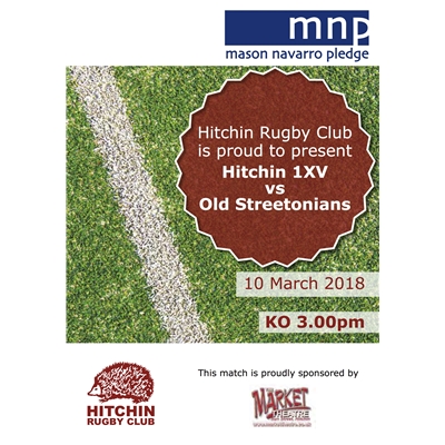 1XV vs Old Streetonians: Sat 10 March