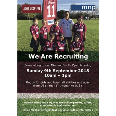 Mini and Youth open-day: Sunday 9 Sept 2018
