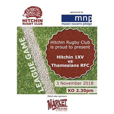 1XV vs Thamesians: Sat 3 Nov