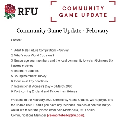 RFU Community Game Update: Feb 2020