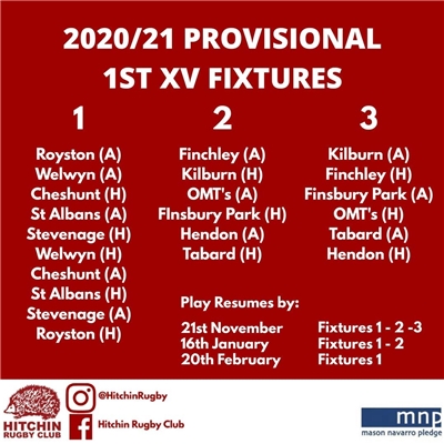 Mens 1XV fixtures announced